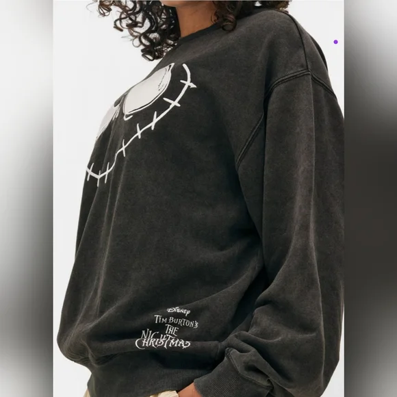 Disney Tim Burton The Nightmare Before Christmas Graphic Sweatshirt Acid Washed - Picture 4 of 8